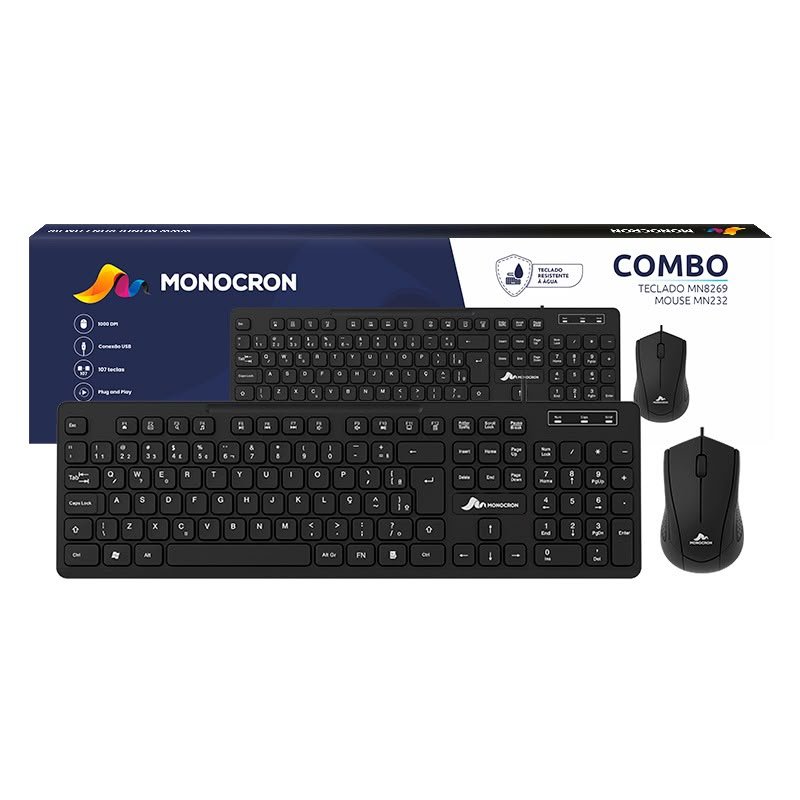 KIT TECLADO E MOUSE COM FIO